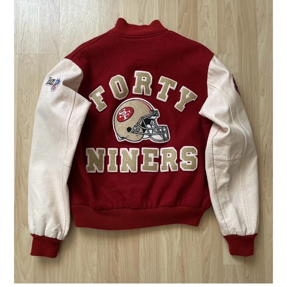 Vintage Chalk Line San Francisco 49ers Wool and Vinyl Varsity Jacket - Picture 2 of 4